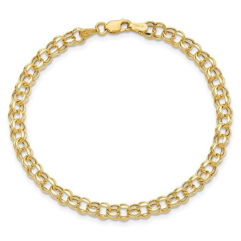 Curata 10k Yellow Gold 4.5mm Hollow Double Link Charm Bracelet - On ...